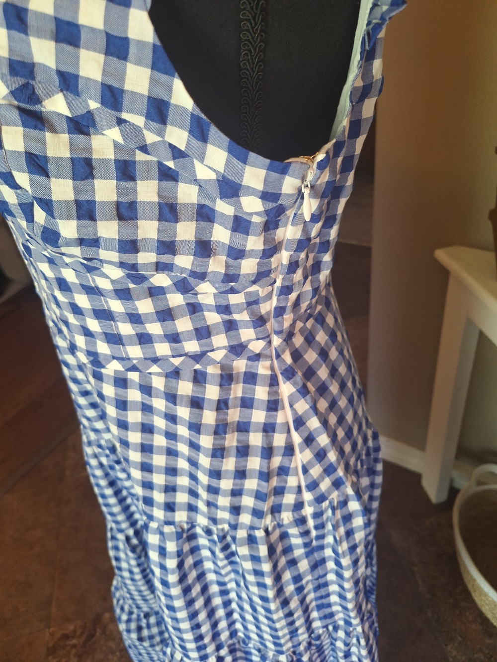 Farm Girl Kate Spade Blue and White Gingham Ruffle Dress Sz 8 - Picture 11 of 16